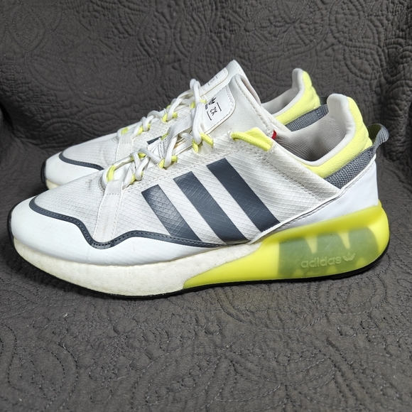 Adidas Originals ZX 2K Boost Pure White Black Yellow Gum Men's Running Shoe 9.5